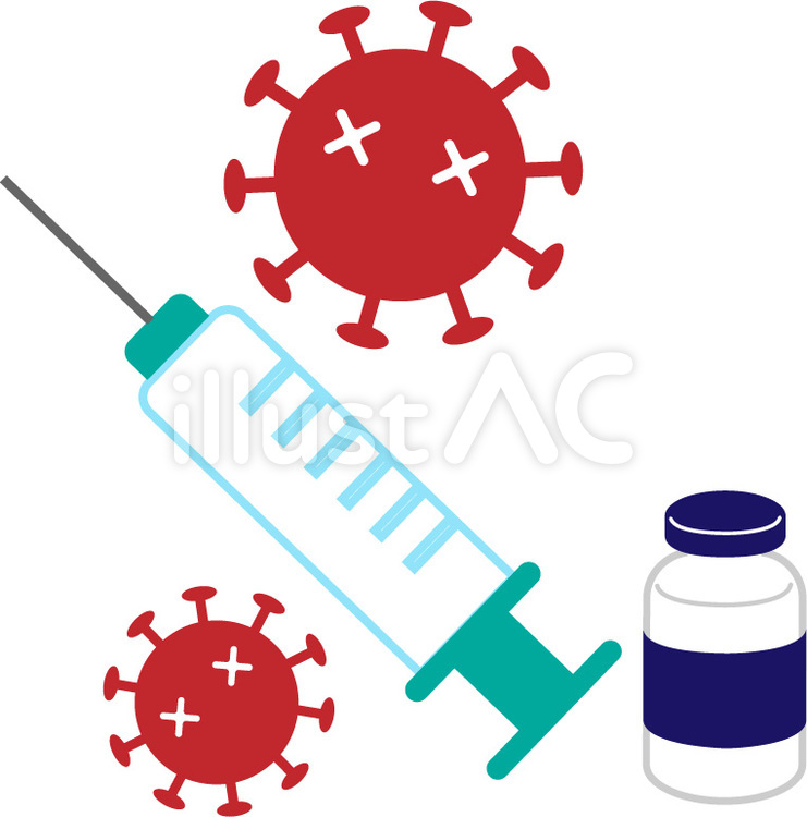 ウイルスと注射とワクチン　カラー