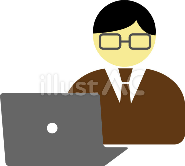 ソコンを使っているビジネスマン　眼鏡